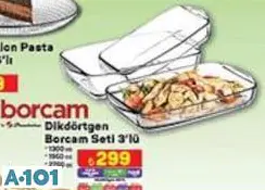 PAŞABAHÇE BORCAM DİKDÖRTGEN BORCAM SETİ 3'LÜ